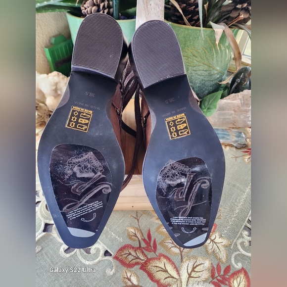 NWOT Free People Brown Lace-Up Boots with Silver Accents - Picture 11 of 11